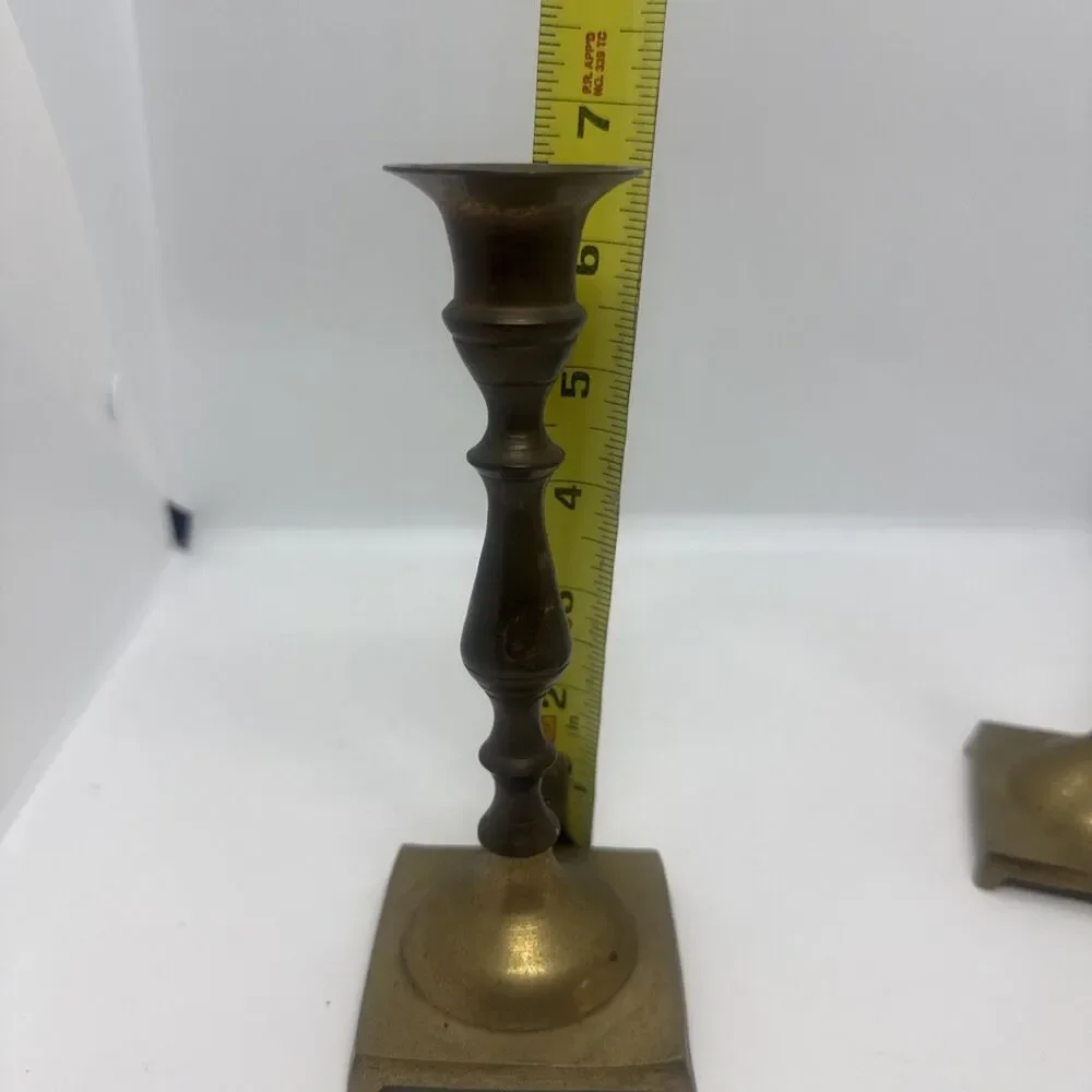 Vintage Set Of 2 Brass Candle Stick Holders Made In India